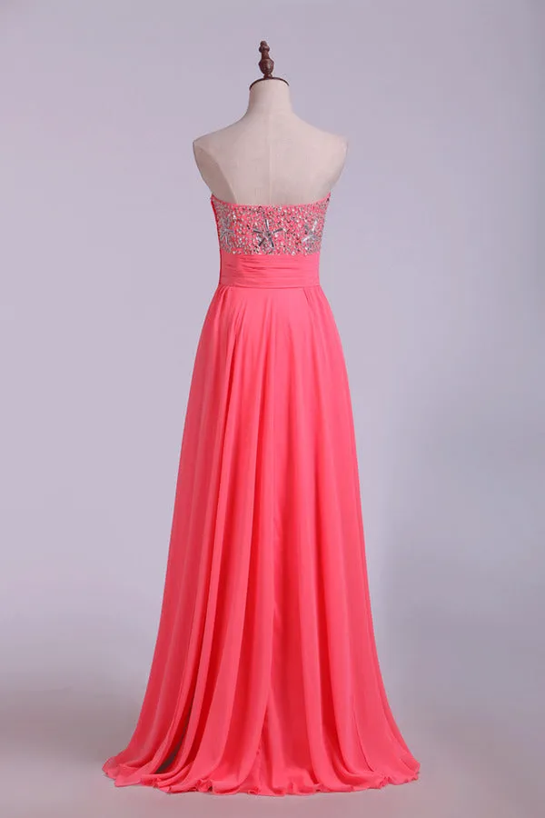 2024 Prom Dresses A Line Beading Chiffon Floor PTJN4C1Y