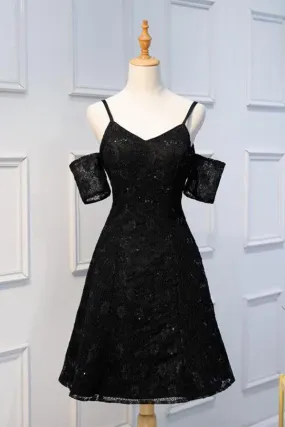 A line Lace Sweetheart Off the Shoulder Spaghetti Straps V Back Homecoming Dresses