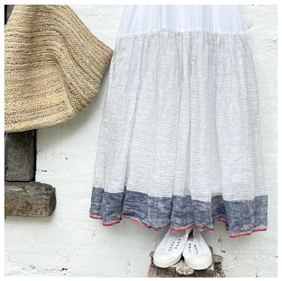 Blue Stripe Linen Gauze High Tea Slip Dress