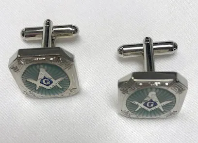 Masonic Silver Burst Square and Compass Boxed Cufflinks