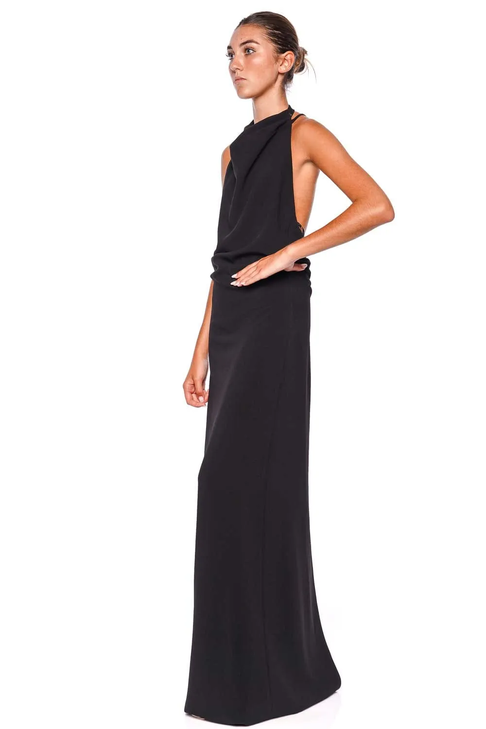 Reina Black Halter Maxi Dress