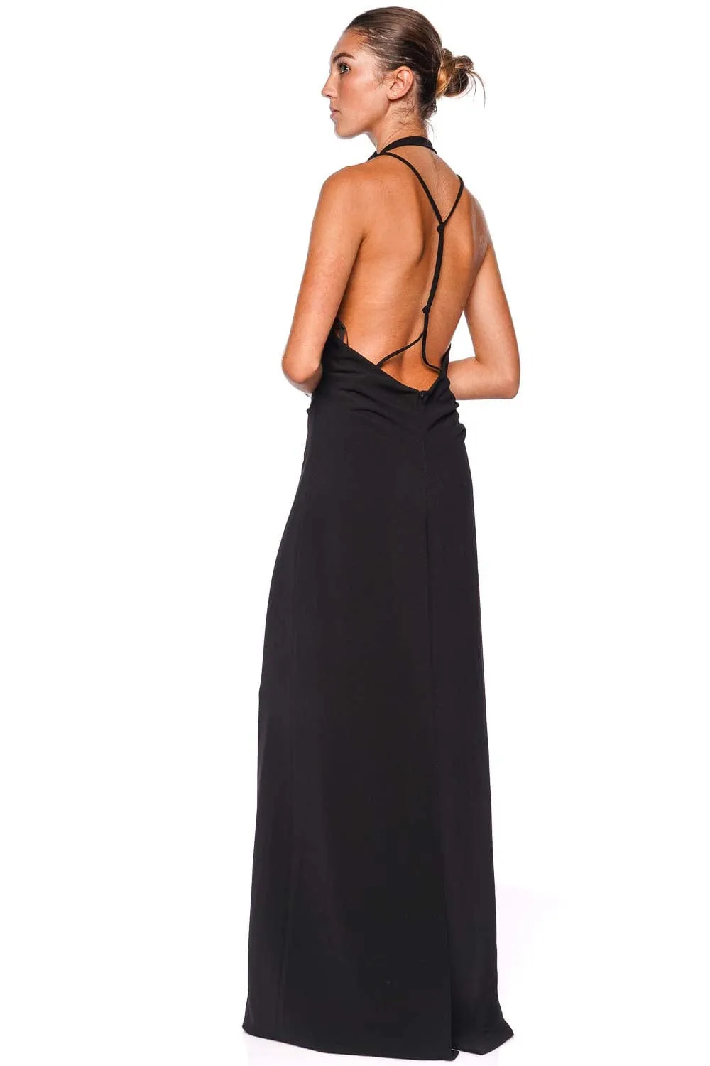 Reina Black Halter Maxi Dress